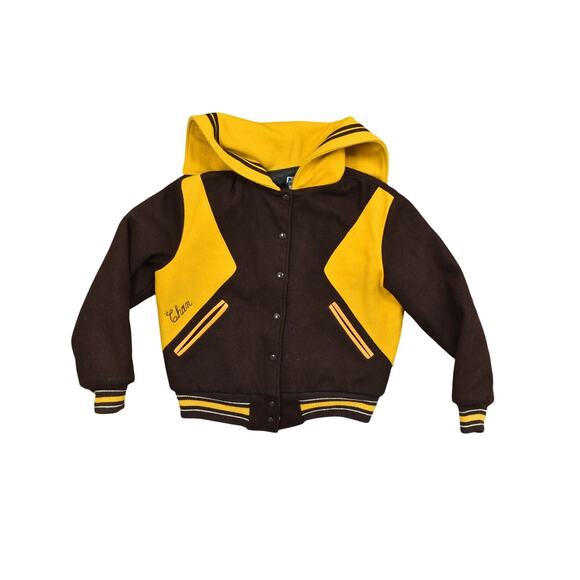 Trophy Jackets Brown/Yellow Cotton Varsity Jacket S Vintage Avaires Vintage 60's - Picture 1 of 10